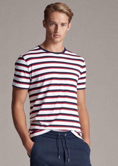 Playeras Ralph Lauren Hombre Blancos / Multicolor - Striped Lisle - LIGRO9407